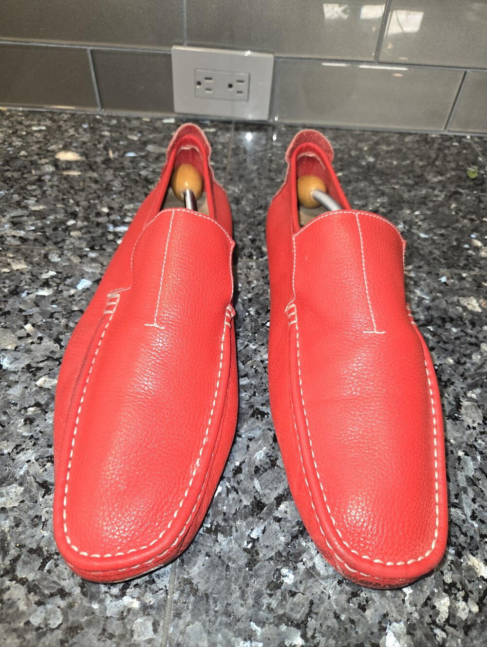 Bold & Ready to Ride: Men's Impulse Red Leather Driving Loafers – Size 13